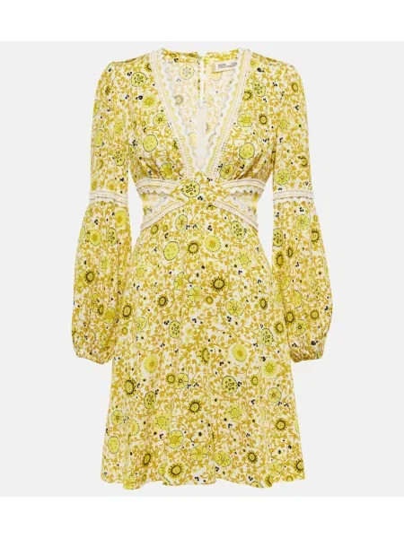Rochie Diane Von Furstenberg cu imagine din țesătură twill galben