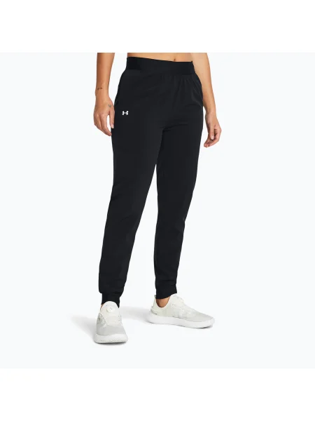 Pantaloni de antrenament pentru femei Under Armour Sport High Rise Woven black/white alb