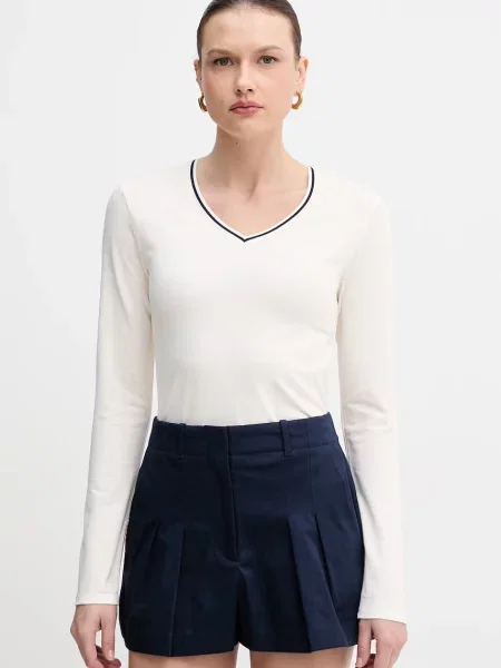 United Colors of Benetton longsleeve z bawełną beżowa