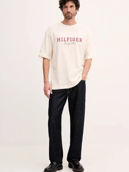 Tommy Hilfiger t-shirt z nadrukiem beżowy