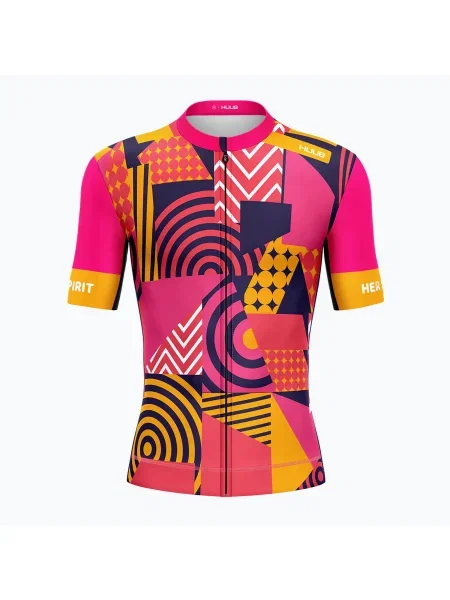 Дамска колоездачна тениска HUUB Her Spirit patchwork розово
