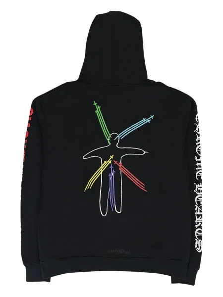 Hanorac cu glugă Chrome Hearts cu motiv cu inimi negru