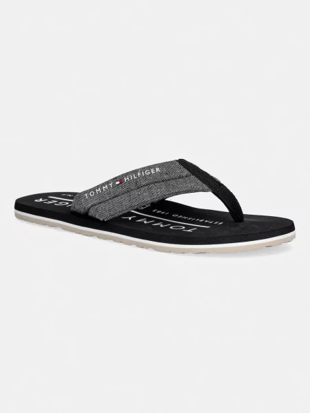Tommy Hilfiger žabky HILFIGER CHAMBRAY BEACH SANDAL černé