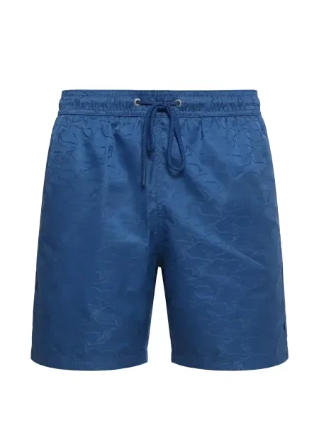 Slip de baie Paul & Shark din jacard cu autograf albastru