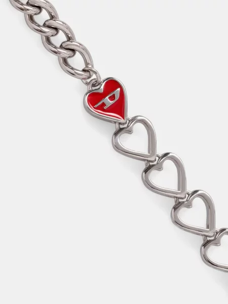 DIESEL Zapestnica HEART srebrna