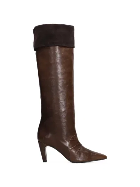 Botine Alchimia din piele de căprioară cu volane maro