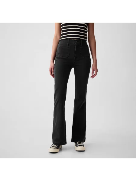 Панталони GAP Denim Pants Flare Basic Black черно