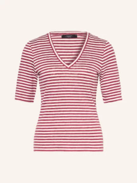 Weekend Max Mara Tričko Opzione Z Lnu tmavě červená bílá