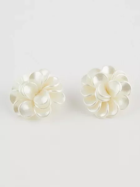 Cercei Defacto cu model floral alb