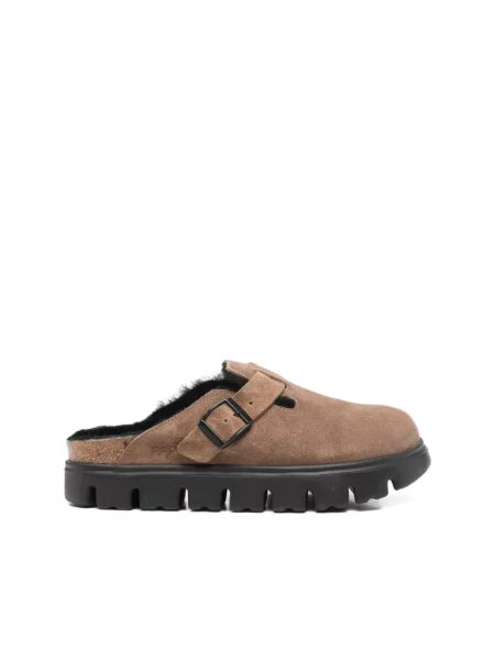 Klapki Birkenstock skórzane chunky brązowe