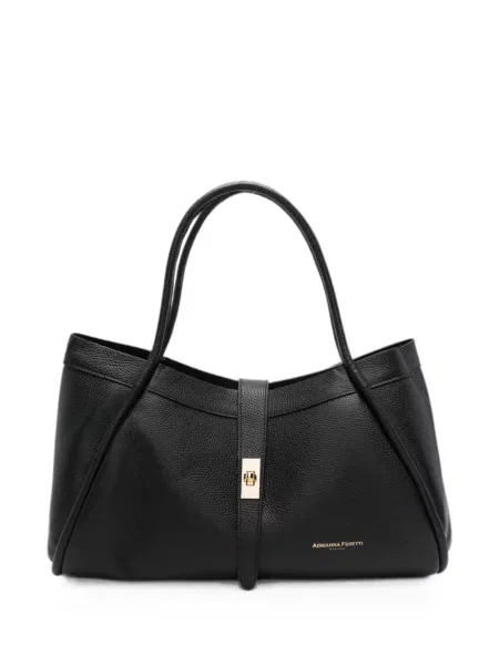 Δερμάτινη τσάντα shopper Adrianna Feretti μαύρο