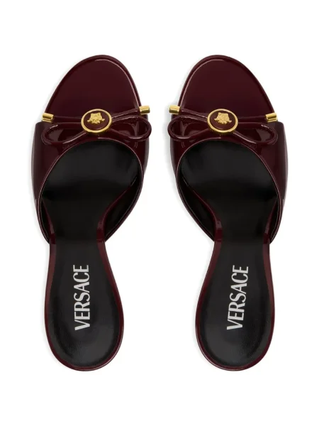 Sandale Versace cu funde din piele roșu