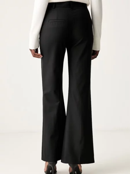 Pinko spodnie wide leg z wełną czarne