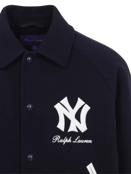 Geacă bomber Ralph Lauren Purple Label de lână cu autograf albastru