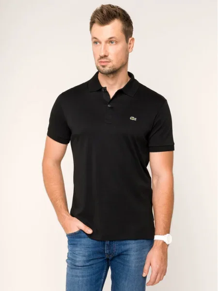 С яка оребрен риза Lacoste черно