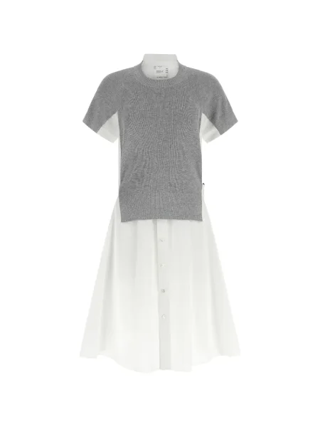 Rochie midi Sacai până la genunchi de costum alb