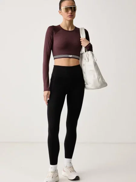 New Balance trening majica z dolgimi rokavi rjava