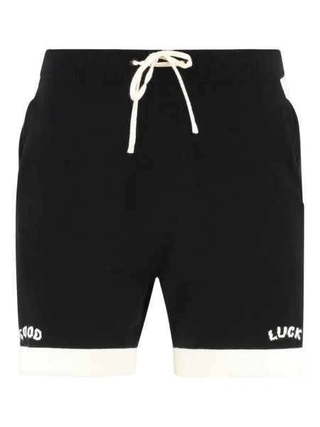 Pletené kraťasy Mr. Saturday s rozparkem černé