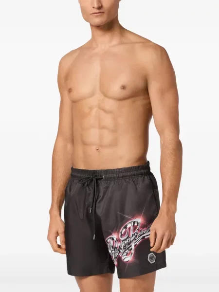 Slip de baie Philipp Plein cu imagine negru