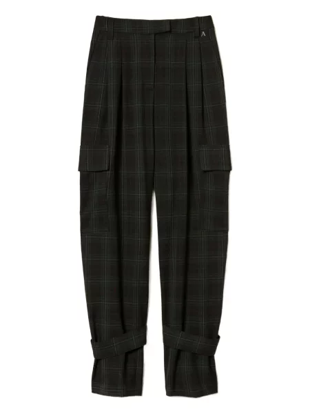 Pantaloni cargo Twinset în carouri verde