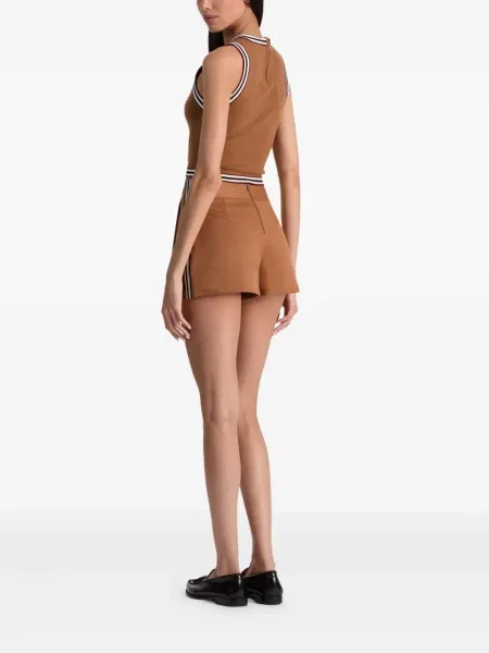 Pantaloni scurți Alice + Olivia cu dungi plisate maro