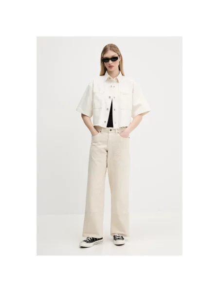 Szerokie jeansy Dickies beżowe