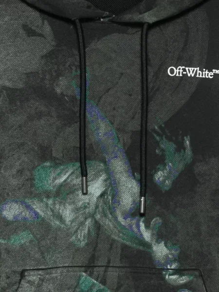 Lung hanorac cu glugă Off-white alb