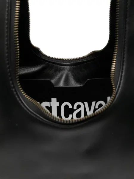 Geantă Just Cavalli cu model piele de șarpe negru