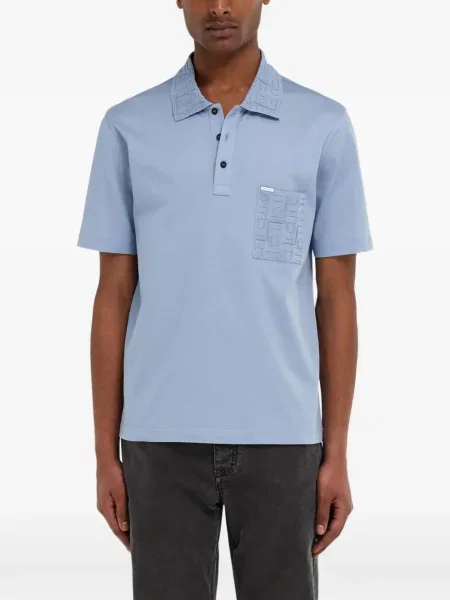 Jacquard polo majica Ferragamo s V-izrezom plava