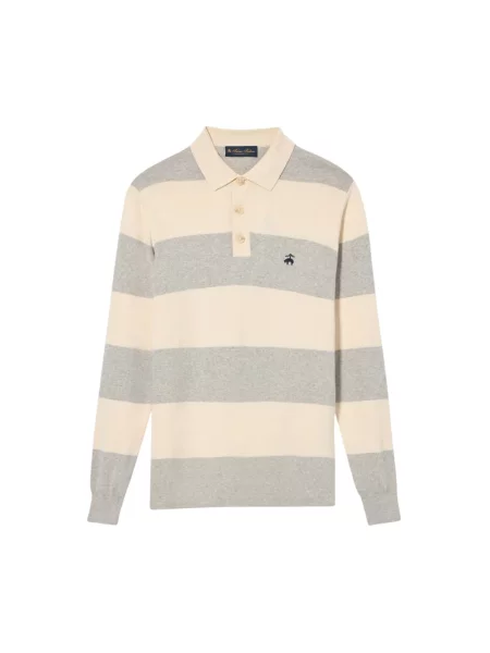 Sweter Brooks Brothers z kaszmiru w paski z paskiem szary