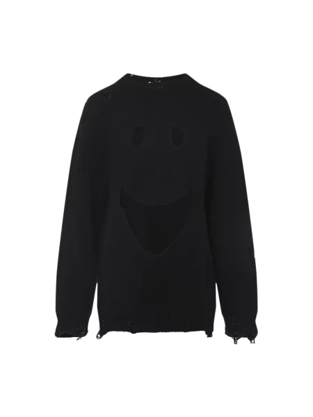 Sweter Moschino wełniany o skróconej długości czarny