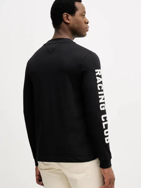 Tričko s dlouhým rukávem Tommy Hilfiger s potiskem černá