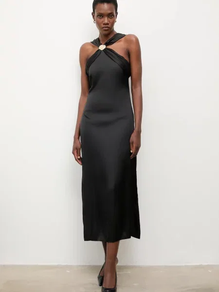 Haljina Answear.LAB midi ravna crna