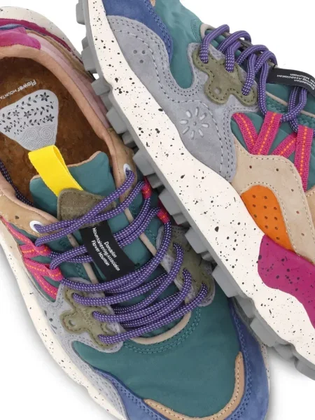 Sneakerși Flower Mountain din piele cu model floral albastru