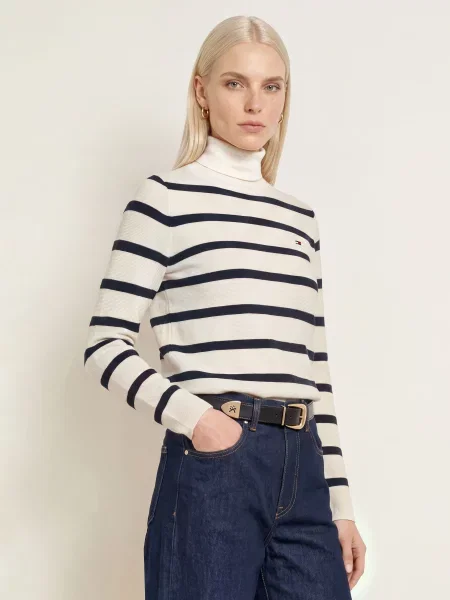Tommy Hilfiger Sweter weiss granatowy