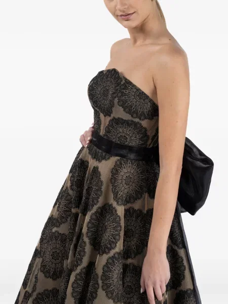 Rochie midi Monarh cu funde din dantelă negru