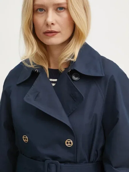 Trencz Twinset dwurzędowy niebieski