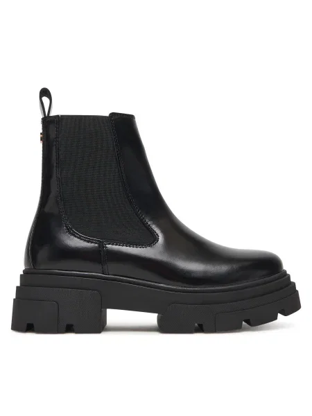 Кожени боти челси Tommy Hilfiger TH SHINY LEATHER CHELSEA с платформа с лека изолация черно