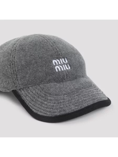 Czapka z daszkiem Miu Miu szara