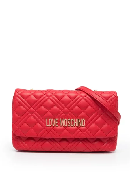 Matlasat geanta crossbody Love Moschino cu autograf roșu