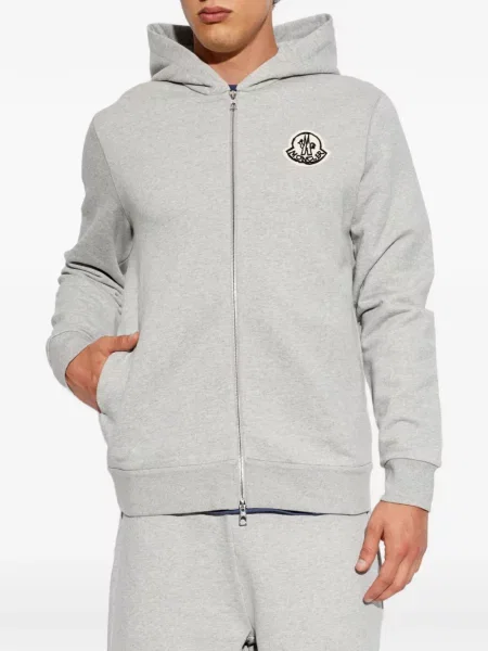 Hanorac cu glugă Moncler cu autograf gri