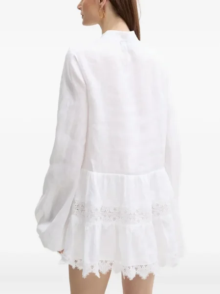 Rochie mini Bardot din dantelă alb