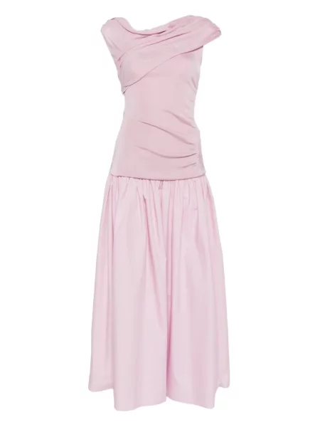 Rochie midi Self-portrait drapată până la genunchi de costum roz