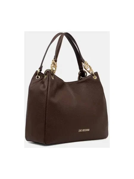 Love Moschino torebka shopper z imitacji skóry brązowa