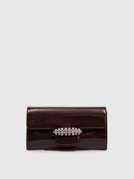 Бордовий шкіряний лакований клатч Bing Jimmy Choo
