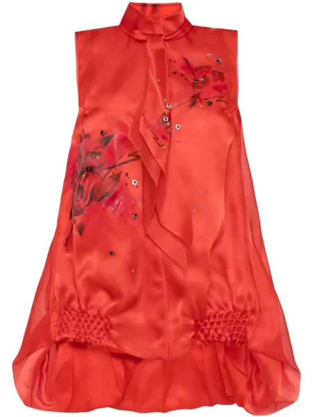 Kamizelka Shiatzy Chen w kwiatki z nadrukiem czerwona