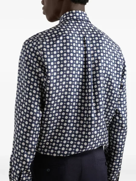 Cămașă Dolce & Gabbana cu imagine cu imprimeu geometric albastru