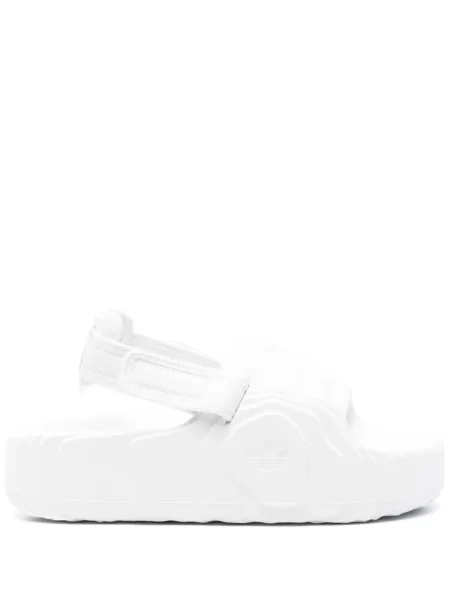 Haftowane sneakersy Adidas Adilette skórzane białe