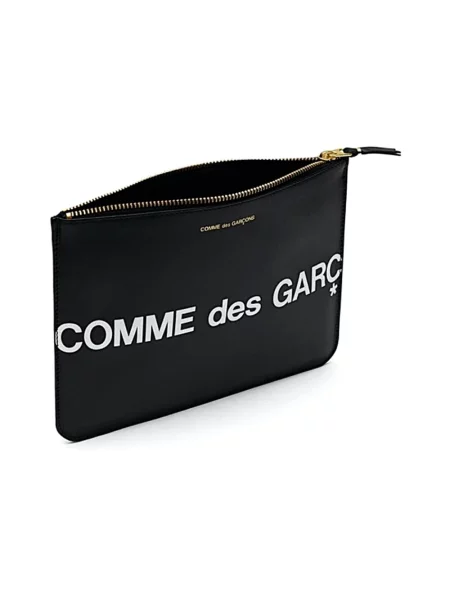 Portfel Comme Des Garcons skórzany z logo czarny