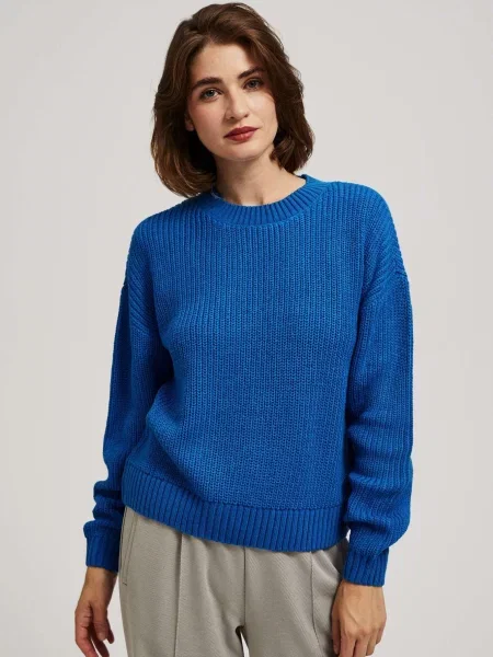 Pulover Marisse cu decolteu rotund albastru